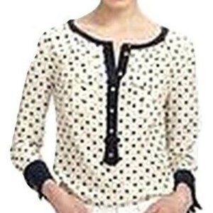 TORY BURCH Ivory/Blue Lucinda Silk Blouse Size 4